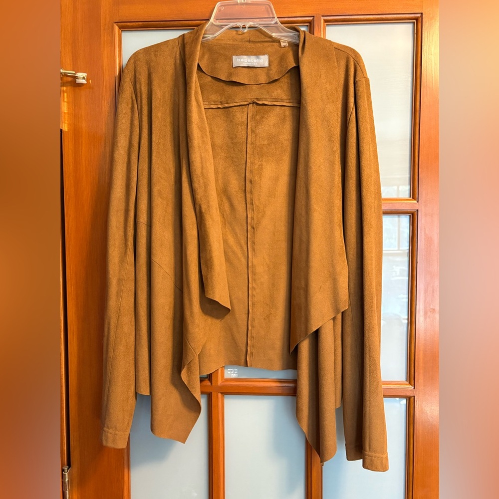 Tan Bagatelle Microsuede Waterfall Jacket XL